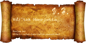 Vétek Henrietta névjegykártya