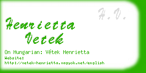 henrietta vetek business card