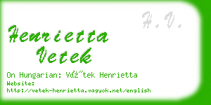 henrietta vetek business card